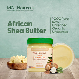 MGL Naturals Unrefined African Shea Butter 1 lb | 16oz Jars