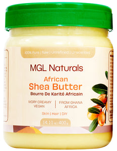 MGL Naturals Unrefined African Shea Butter 1 lb | 16oz Jars